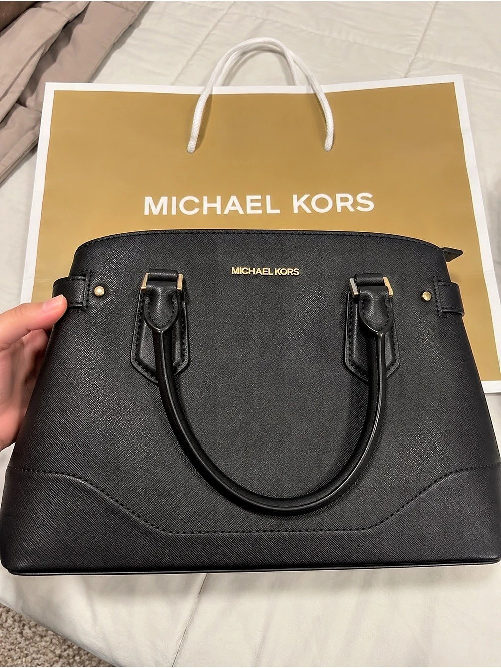 Michael Kors Ciara Medium Saffiano Leather Satchel Black